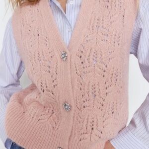 Zara Sweater Vest Rhinestone Buttons Large